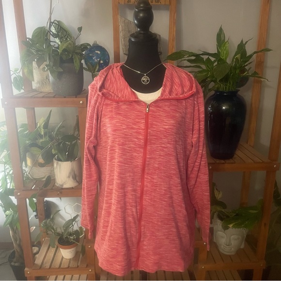 Columbia heather pink/white Lightweight hooded athletic jacket - Picture 1 of 9